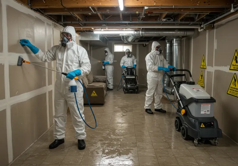 Basement Moisture Removal and Structural Drying process in Mustang, OK